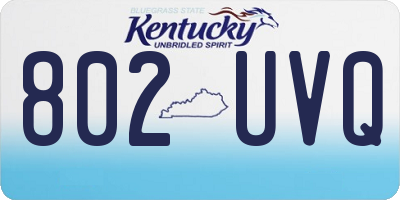 KY license plate 802UVQ
