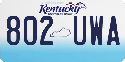 KY license plate 802UWA