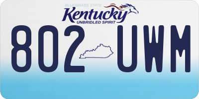 KY license plate 802UWM