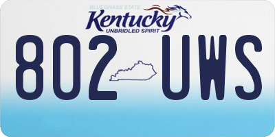KY license plate 802UWS