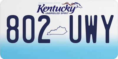 KY license plate 802UWY