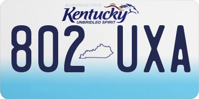 KY license plate 802UXA