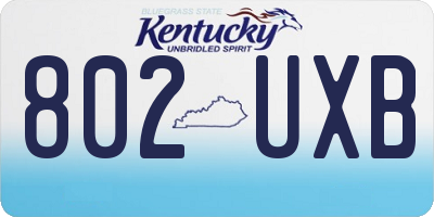 KY license plate 802UXB