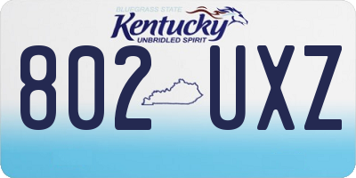 KY license plate 802UXZ