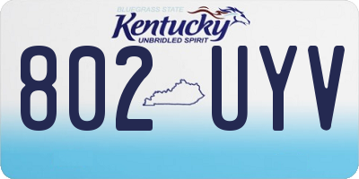KY license plate 802UYV