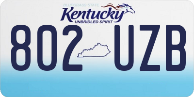 KY license plate 802UZB