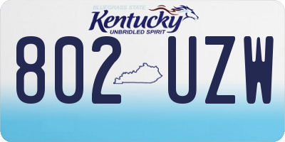 KY license plate 802UZW
