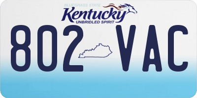 KY license plate 802VAC