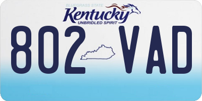 KY license plate 802VAD