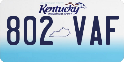 KY license plate 802VAF
