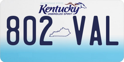 KY license plate 802VAL