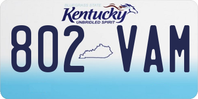 KY license plate 802VAM