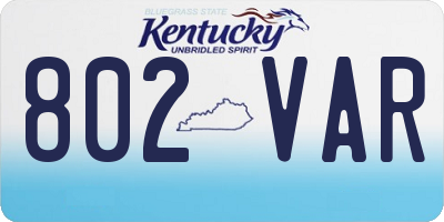 KY license plate 802VAR