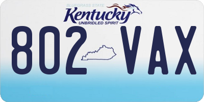 KY license plate 802VAX
