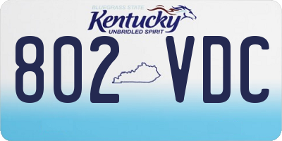 KY license plate 802VDC