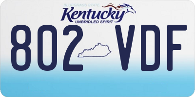 KY license plate 802VDF