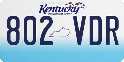 KY license plate 802VDR