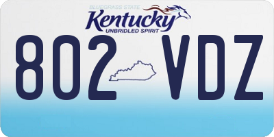 KY license plate 802VDZ