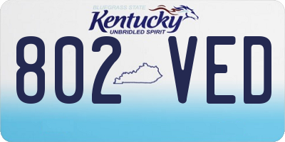 KY license plate 802VED