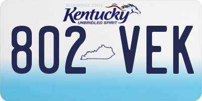 KY license plate 802VEK