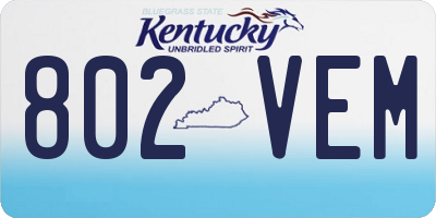 KY license plate 802VEM