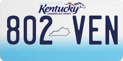 KY license plate 802VEN