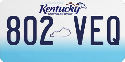 KY license plate 802VEQ