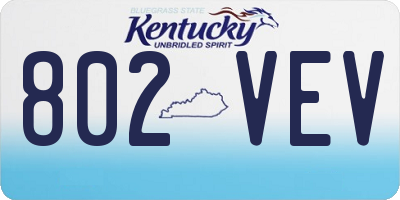 KY license plate 802VEV