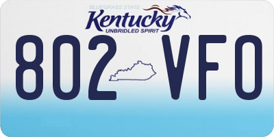 KY license plate 802VFO