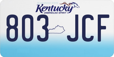 KY license plate 803JCF