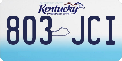 KY license plate 803JCI