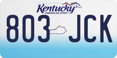 KY license plate 803JCK