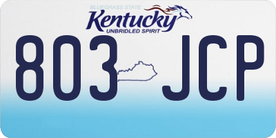 KY license plate 803JCP