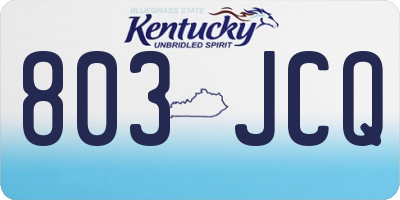 KY license plate 803JCQ