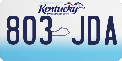 KY license plate 803JDA