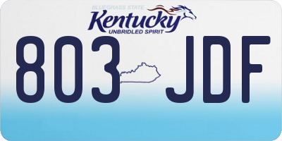 KY license plate 803JDF