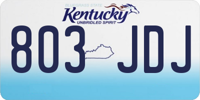 KY license plate 803JDJ