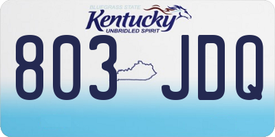 KY license plate 803JDQ