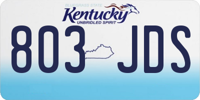KY license plate 803JDS