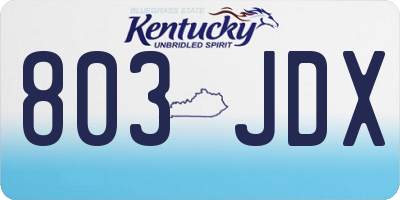 KY license plate 803JDX