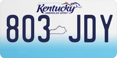 KY license plate 803JDY