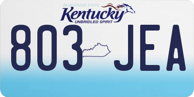 KY license plate 803JEA