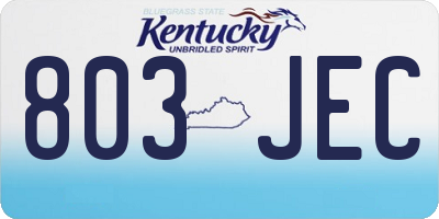 KY license plate 803JEC