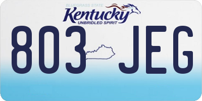 KY license plate 803JEG