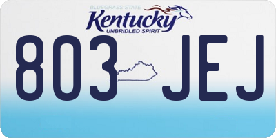 KY license plate 803JEJ