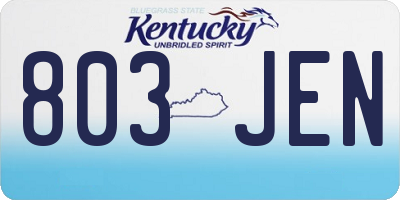 KY license plate 803JEN