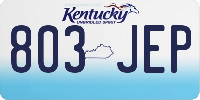 KY license plate 803JEP
