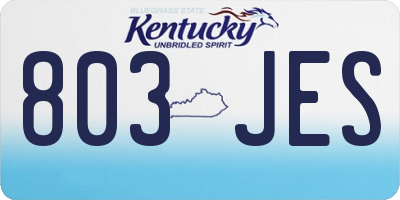 KY license plate 803JES