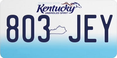 KY license plate 803JEY
