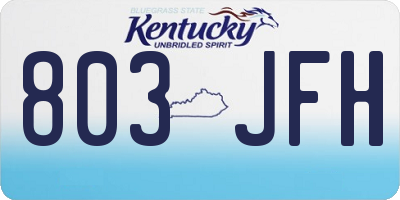 KY license plate 803JFH